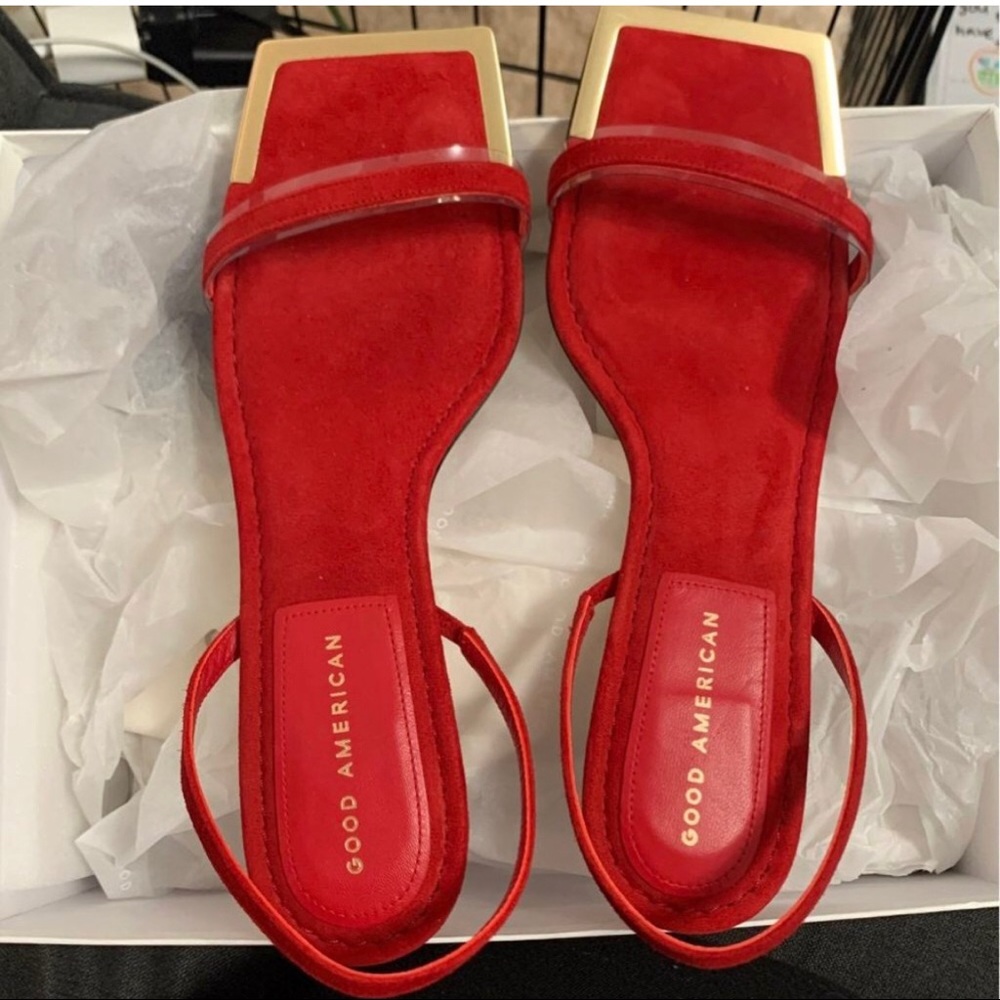 Beautiful red Never worn  Good America strap sandals